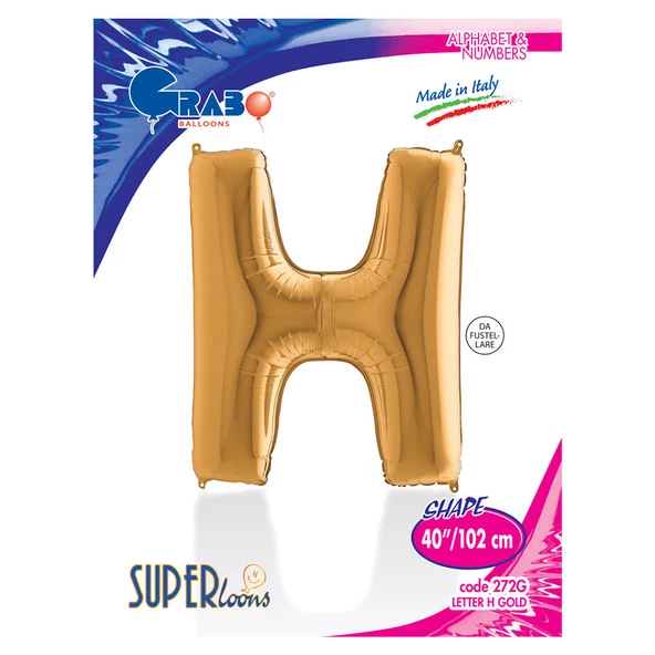 H Harf Grabo Altın Folyo Balon 102 cm - Resim 2