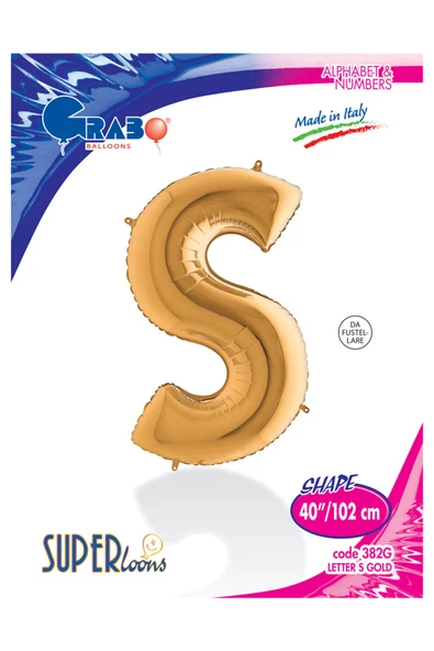 S Harf Grabo Altın Folyo Balon 102 cm - Resim 4
