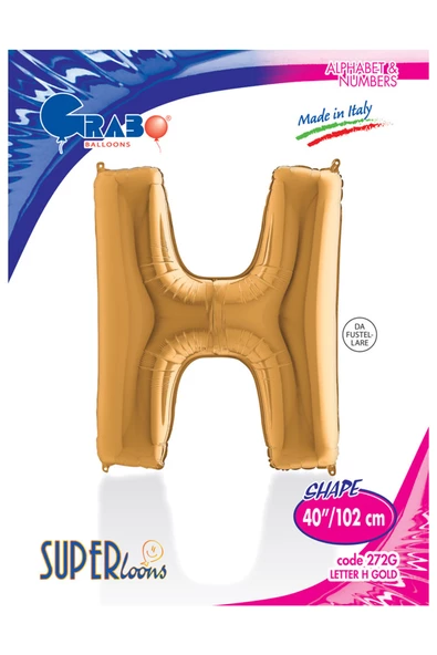 H Harf Grabo Altın Folyo Balon 102 cm - Resim 4