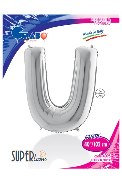 U Harf Grabo Gümüş Folyo Balon 102 cm - Resim 4