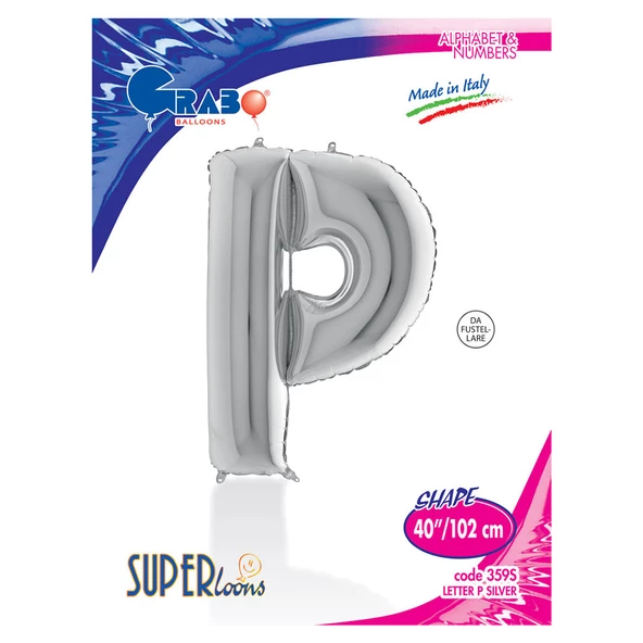 P Harf Grabo Gümüş Folyo Balon 102 cm - 2