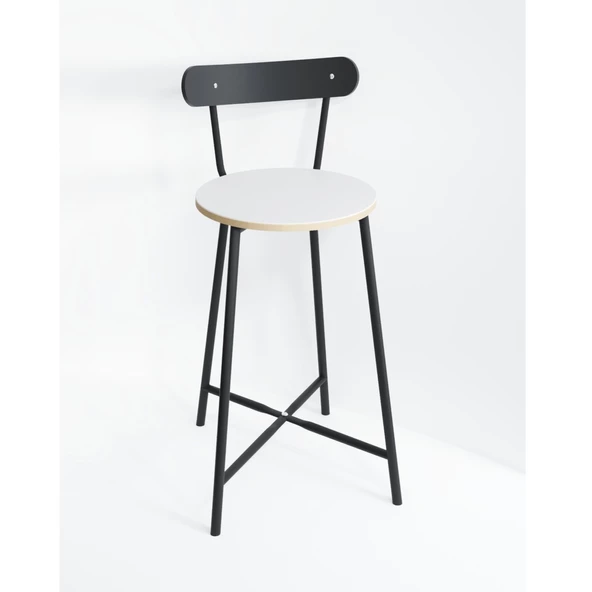 Eportatif Bar Sandalyesi Oval Mutfak Taburesi Beyaz 1512 - 4