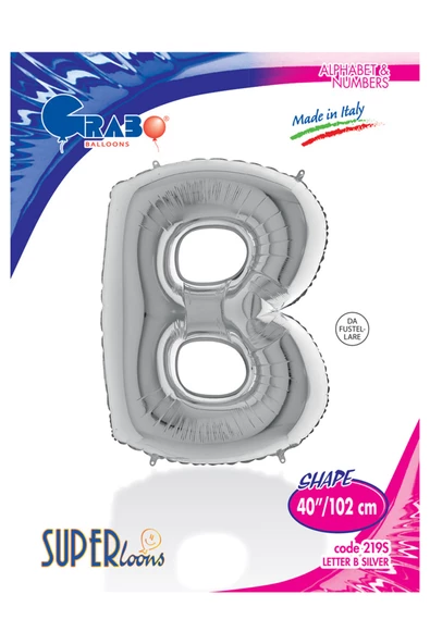 B Harf Grabo Gümüş Folyo Balon 102 cm - 4