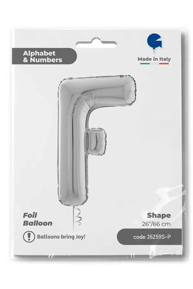 F Harf Grabo Gümüş Folyo Balon 66 cm - Resim 4