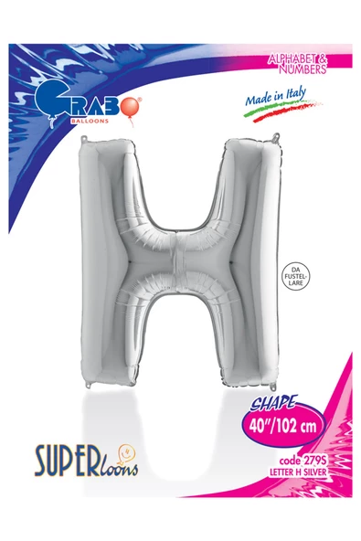 H Harf Grabo Gümüş Folyo Balon 102 cm - Resim 4