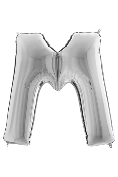 M Harf Grabo Gümüş Folyo Balon 102 cm - Resim 3