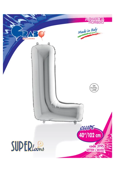 L Harf Grabo Gümüş Folyo Balon 102 cm - Resim 4