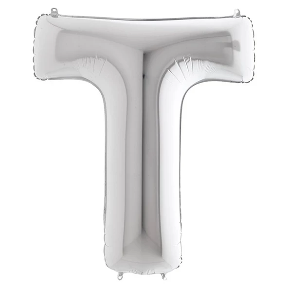 T Harf Grabo Gümüş Folyo Balon 102 cm ürün görseli