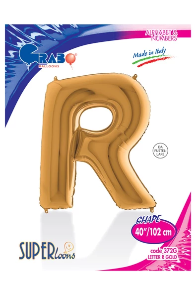 R Harf Grabo Altın Folyo Balon 102 cm - Resim 4