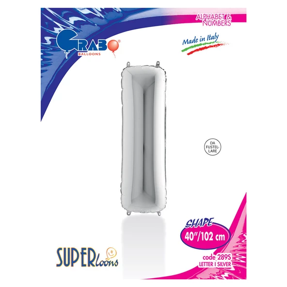 I Harf Grabo Gümüş Folyo Balon 102 cm - Resim 2