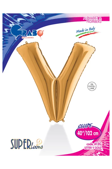 V Harf Grabo Altın Folyo Balon 102 cm - Resim 4