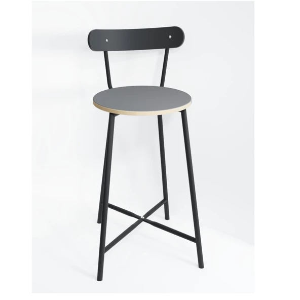 Eportatif Bar Sandalyesi Oval Mutfak Taburesi Füme 1513 - 4