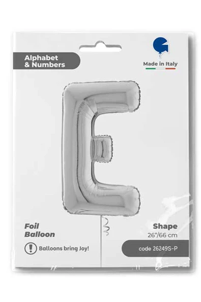 E Harf Grabo Gümüş Folyo Balon 66 cm - Resim 4