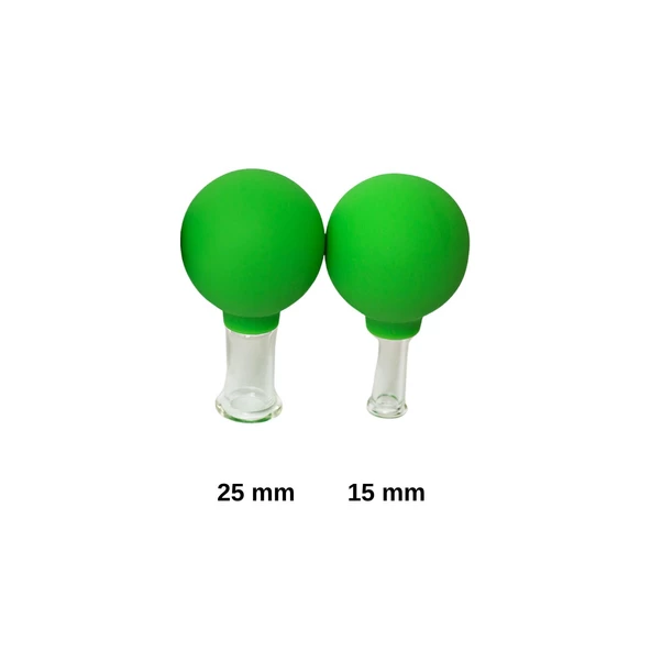 Silikon Vakumlu Cam Yüz Masaj Kupası 2'li Set Açık Yeşil Renk - Resim 2