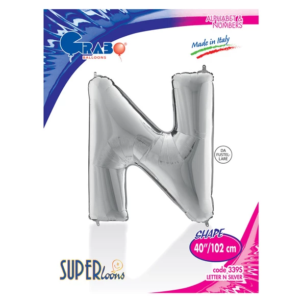 N Harf Grabo Gümüş Folyo Balon 102 cm - 2