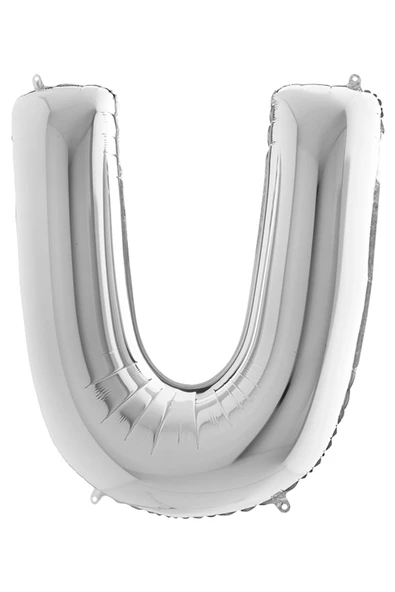 U Harf Grabo Gümüş Folyo Balon 102 cm - Resim 3