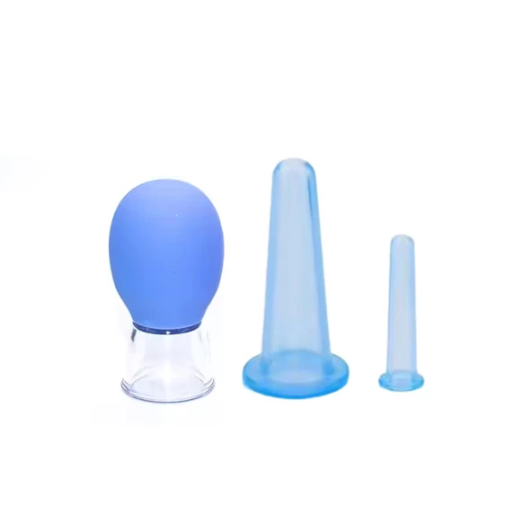 Mini Silikon Vakumlu Mika Yüz Masaj Kupası 3'lü Karışık Set Mavi Renk ürün görseli