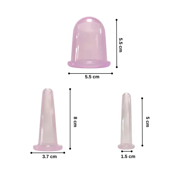 Mini Silikon Vakumlu Mika Yüz Masaj Kupası 5'li Karışık Set Mor Renk - Resim 4