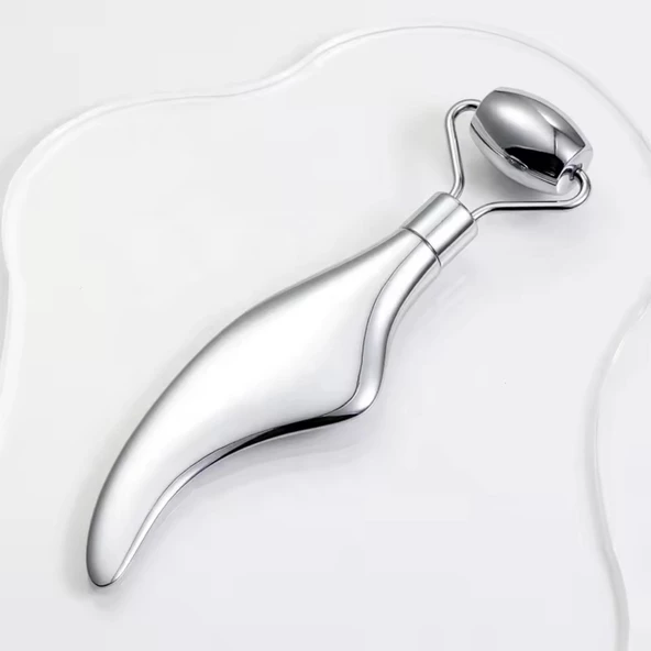 Metal Cilt Sıkılaştırıcı Face Gua Sha Rulosu Yüz Masaj Roller Model 3 - 4
