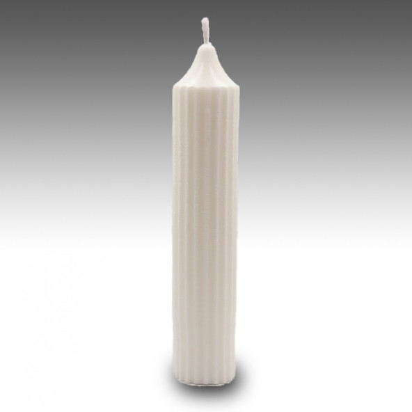 Luxery Candle Sütun Dekoratif Vanilya Kokulu Beyaz Renkli Şamdan Mum