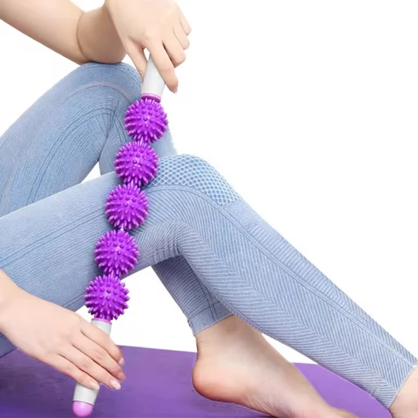 Dikenli Selülit & Masaj Sopası 5 Tekerlekli Mor Renk - Resim 2