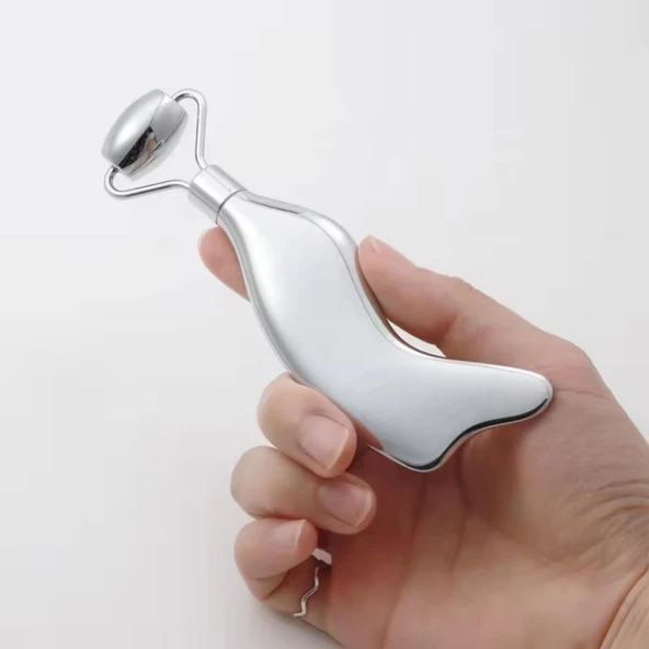 Metal Cilt Sıkılaştırıcı Face Gua Sha Rulosu Yüz Masaj Roller Model 5