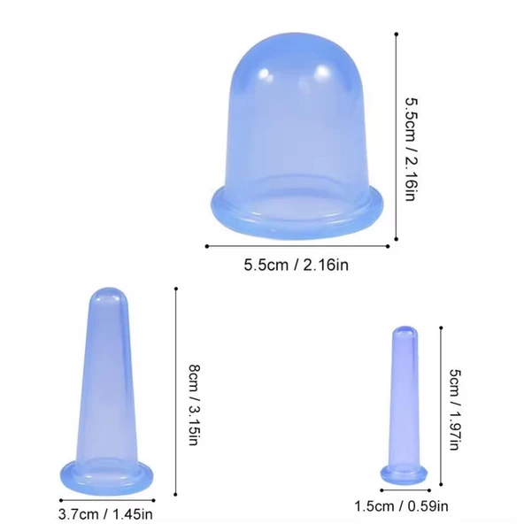 Mini Silikon Vakumlu Mika Yüz Masaj Kupası 4'lü Karışık Süper Set Mavi Renk - Resim 4