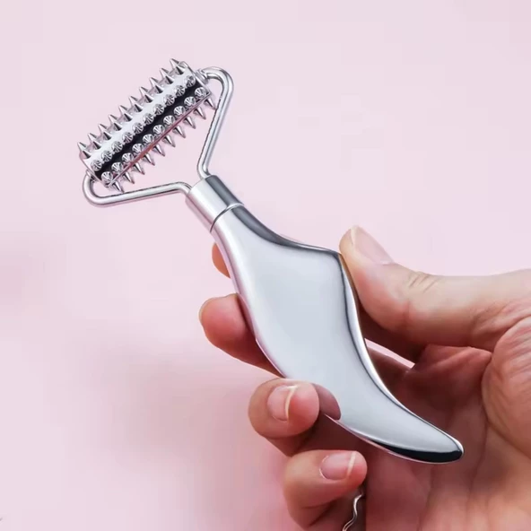 Metal Cilt Sıkılaştırıcı Face Gua Sha Rulosu Yüz Masaj Roller Model 2