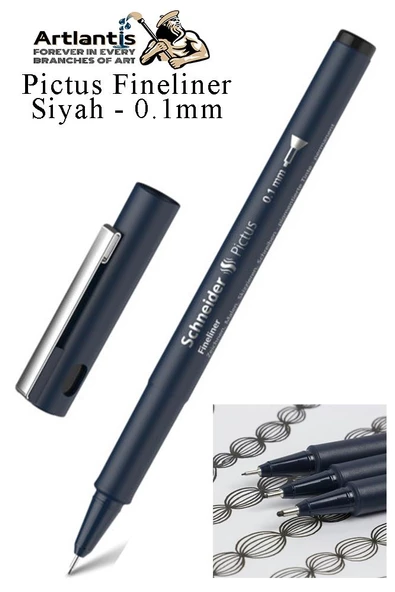Teknik Çizim Kalemi Siyah Pictus 1 Adet Schneider Pictus Siyah Fineliner Moda Tasarım Eskiz ve Güzel Sanatlar Kalemi - 2
