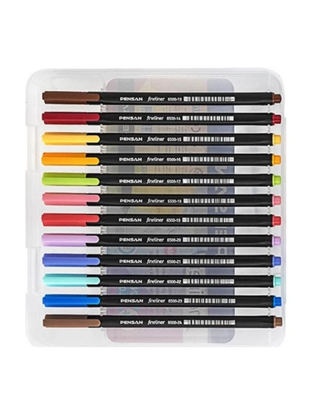 Fineliner Kalem 24 Renk Plastik Kutu 0.4mm Keçe Uçlu Kalem 1 Paket Pensan Fineliner 6500HP 0.4mm Keçe Uçlu Kalem - 4