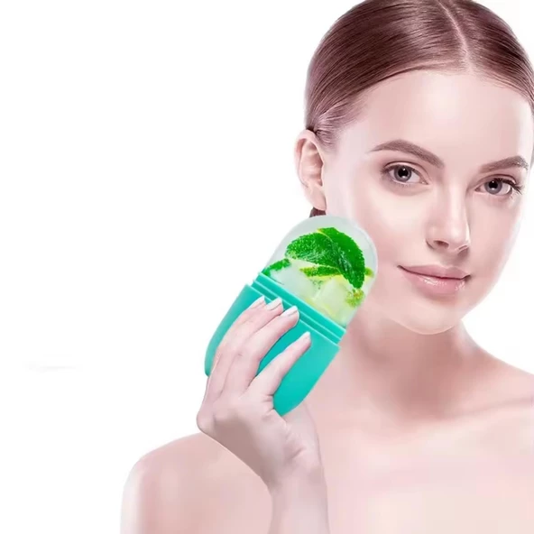 Slikon Yüz Buz Masaj Rulosu Yüz Sıkılaştırıcı Ice Face Roller Yeşil Renk ürün görseli 1