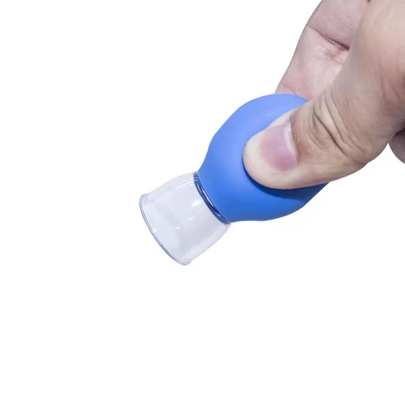 Mini Silikon Vakumlu Mika Yüz Masaj Kupası 5'li Karışık Set Mavi Renk - Resim 3