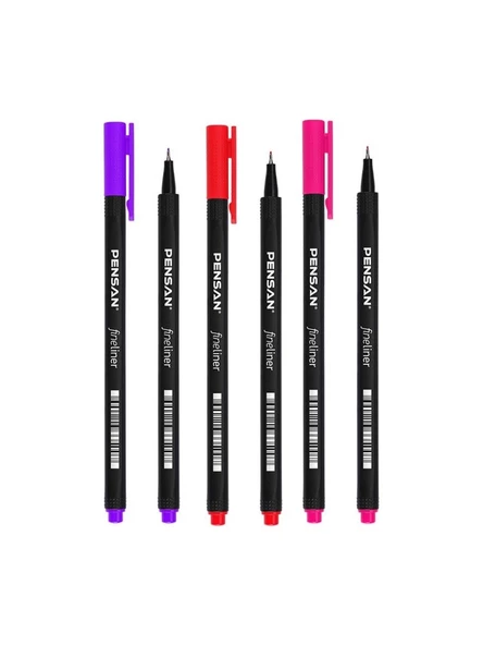 Fineliner Kalem 24 Renk Plastik Kutu 0.4mm Keçe Uçlu Kalem 1 Paket Pensan Fineliner 6500HP 0.4mm Keçe Uçlu Kalem
