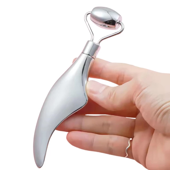 Metal Cilt Sıkılaştırıcı Face Gua Sha Rulosu Yüz Masaj Roller Model 3