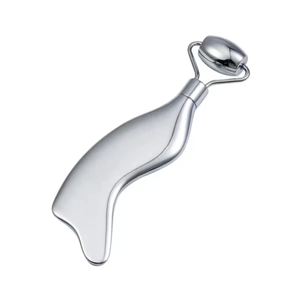 Metal Cilt Sıkılaştırıcı Face Gua Sha Rulosu Yüz Masaj Roller Model 5 - Resim 3