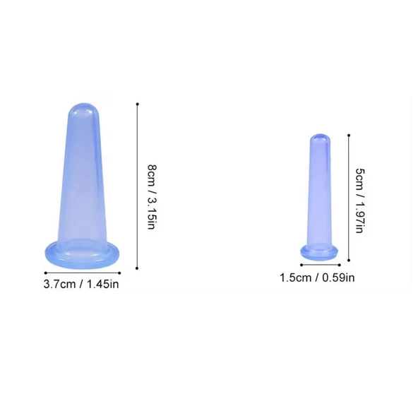 Mini Silikon Vakumlu Mika Yüz Masaj Kupası 4'lü Karışık Set Mavi Renk - Resim 4