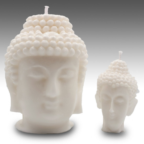 Luxery Candle Budha 2'li Set Dekoratif Mum Beyaz Renk