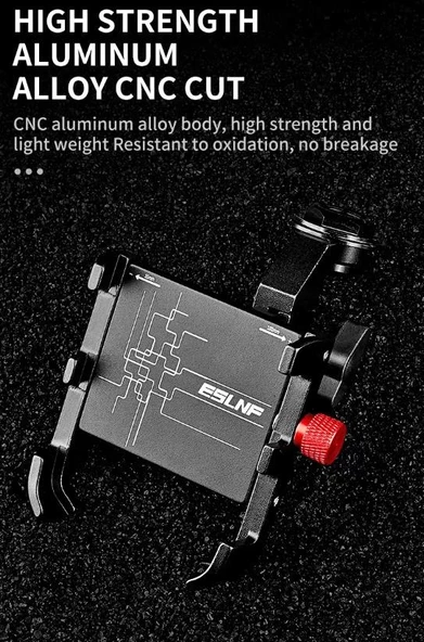 Sarissa Gidon Bağlantılı 360° Dönebilen Alüminyum Alaşımlı Motosiklet Bisiklet Scooter Telefon Tutucu - 2