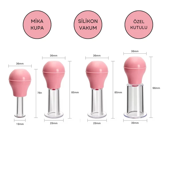 Silikon Vakumlu ABS Plastik Yüz Masaj Kupası 4'lü Set Pembe Renk ürün görseli 1