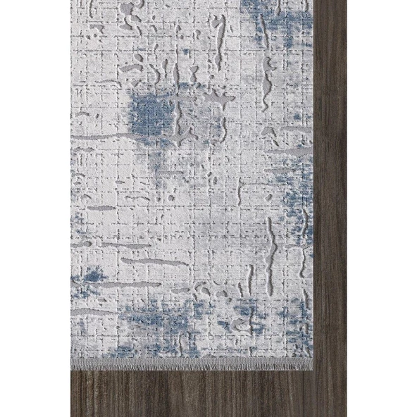 ARTEMİS HALI RUNNER 05016B GRİ MAVİ MODERN SAÇAKLI HALI 160X230 ÖLÇÜ - Resim 3