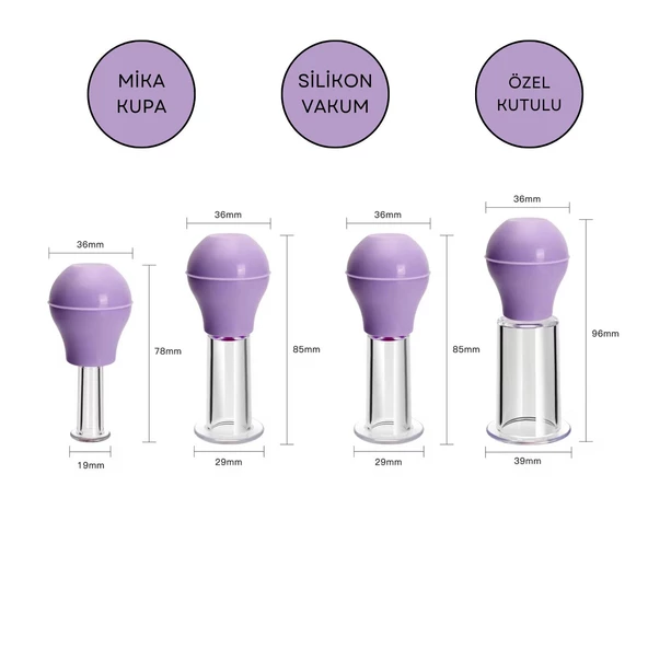 Silikon Vakumlu ABS Plastik Yüz Masaj Kupası 4'lü Set Mor Renk ürün görseli