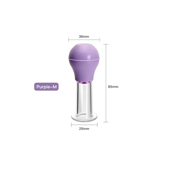 Silikon Vakumlu ABS Plastik Yüz Masaj Kupası 4'lü Set Mor Renk - Resim 3