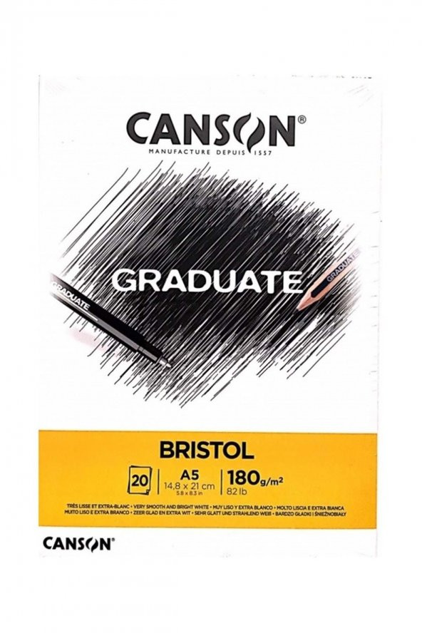 Canson Çizim Bloğu Graduate Cangrad Bristol 20 Syf A5 180 GR