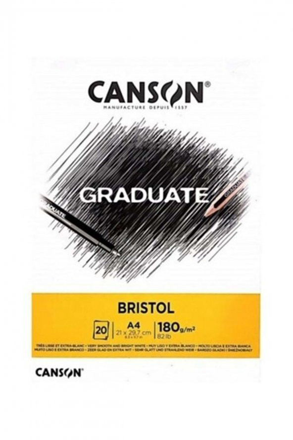 Canson Çizim Bloğu Graduate Cangrad Bristol 20 Syf A4 180 GR