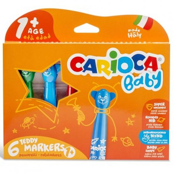 Carioca Keçeli Boya Kalemi Teddy Jumbo Bebek 6 LI 42815 - 2