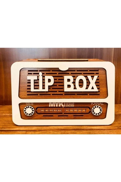 SLY-Ahşap Kumbara Nostalji Radyo Tip Box Bahşiş Kutusu Tipbox - 3