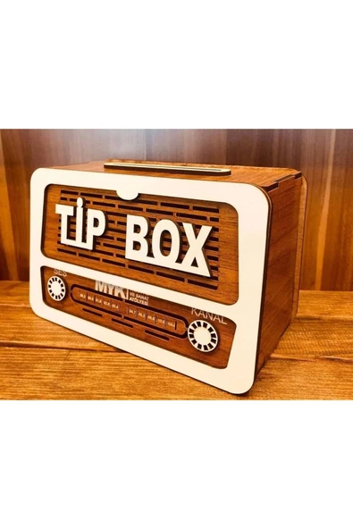 Ahşap Kumbara Nostalji Radyo Tip Box Bahşiş Kutusu Tipbox