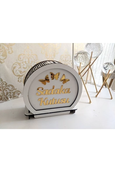 SLY-Gold pleksi Sadaka kutusu ahşap kumbara