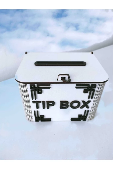 Beyaz Ahşap Tip Box Kutu Bahşiş Kutusu Kumbara - 2