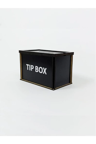 Ahşap Siyah Tip Box Kumbara Ve Bahşiş Kutusu Tipbox